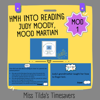 Preview of Judy Moody, Mood Martian Quiz - Grade 3 HMH into Reading