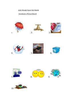Preview of Judy Moody Saves the World Vocabulary PictureBoard