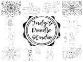 Judy's Doodle Studio Coloring Pages Bundle 1 totaling 12 pages