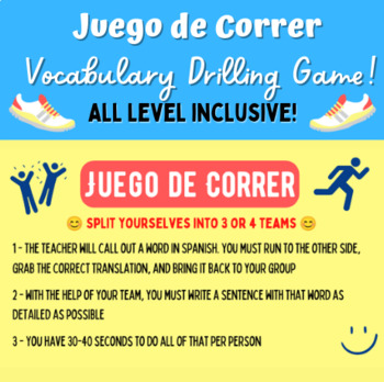 Preview of Juego de Correr: Spanish Vocabulary Game 