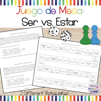 Ser vs Estar Board Game by SenoraQ | Teachers Pay Teachers