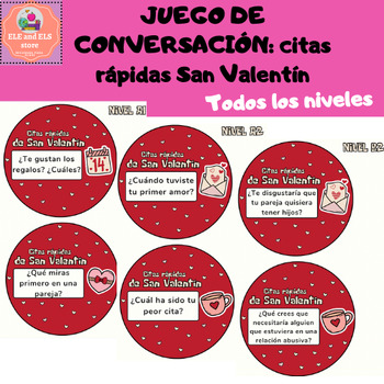 Preview of Juego de conversación ELE San Valentín: Citas rápidas (A1-B2) 32 preguntas