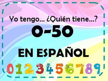 Preview of Juego de numeros-yo tengo-I have... who has...? numbers game spanish