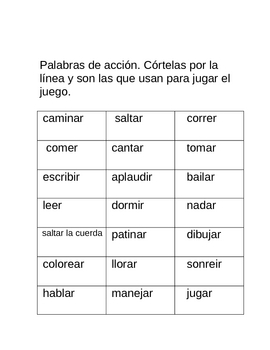 Acción de juego en español