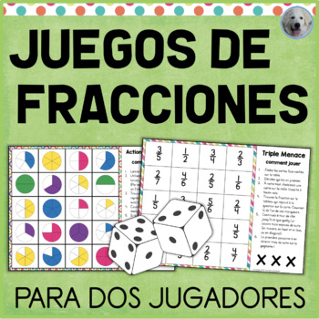 Preview of Juegos de Fracciones Fractions Math Games in SPANISH Recursos en español