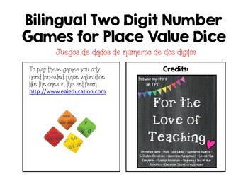 Preview of Juegos de dados para numeros de dos digitos/Two Digit Number Dice Games