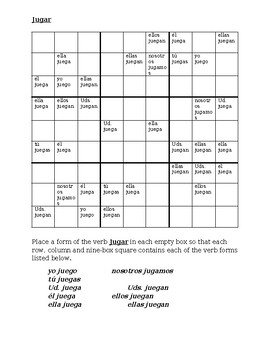 Jugar Spanish Present Tense Sudoku by jer520 TPT