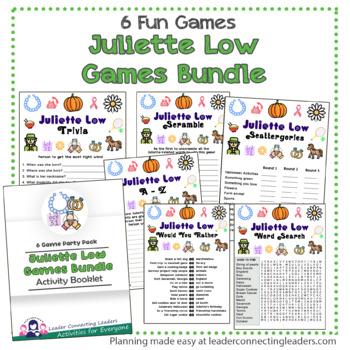 Preview of Juliette Gordon Low Bundle Party Pack with 6 games Activity Booklet