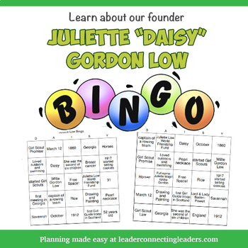 Preview of Juliette Gordon Low Bingo Game
