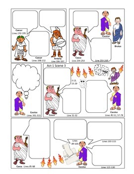 Julius Caesar Act 1 Comic Strip for Note-taking, Active Reading, Study