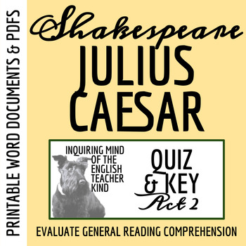 Preview of Shakespeare's Julius Caesar Act 2 Quiz and Answer Key