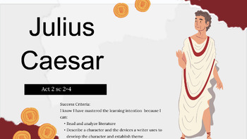 Preview of Julius Caesar Act 2 sc 2-4 Google Slides with questions