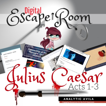 Preview of Shakespeare's Julius Caesar Acts 1-3: Digital Escape Game Bundle w/ HINT FILES
