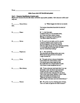 Julius Caesar Acts I-III Test by Matthew B | TPT
