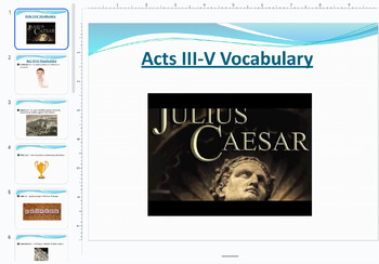 Preview of Julius Caesar: Acts III-V Vocab Guided Notes + Google Slides + Vocab Worksheet