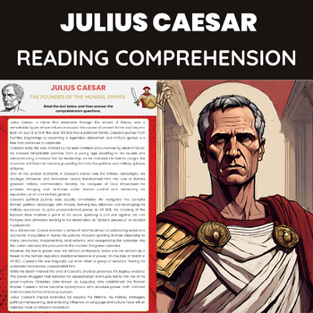Preview of Julius Caesar Biography Reading Comprehension | World History Roman Empire