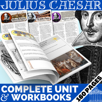 Preview of JULIUS CAESAR Complete Unit Plan: EDITABLE Worksheets, Discussion, & Writing