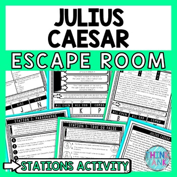 Preview of Julius Caesar Escape Room Stations - Reading Comprehension Activity