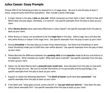 essay prompts for julius caesar