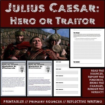 Preview of Julius Caesar: Hero or Tyrant Primary Source and Analysis Activity