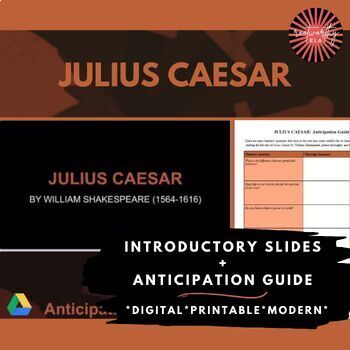 Preview of Julius Caesar | Introductory Slides Presentation + Anticipation Guide