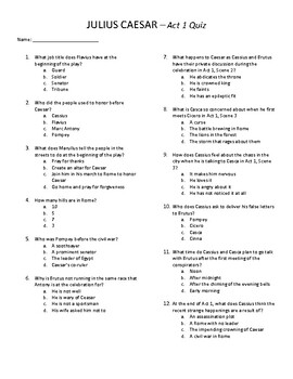 Preview of Julius Caesar Quizzes & Final Exam - Acts 1-5 with Answer Key