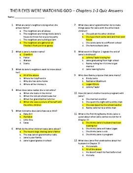 Their Eyes Were Watching God Quizzes & Final Exam-Chapters 1-20 with Answer  Key