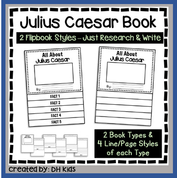 Preview of Julius Caesar Report, Flip Book Research Project, Roman Dictator