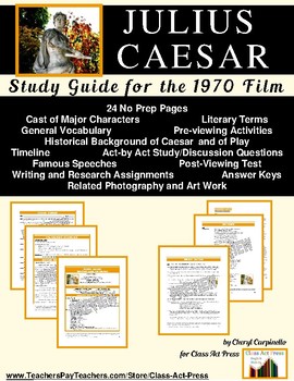 Preview of JULIUS CAESAR Study Guide for the 1970 Film | Worksheets | Printables