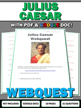 Preview of Julius Caesar - Webquest with Key (Ancient Rome)  Google Docs Included