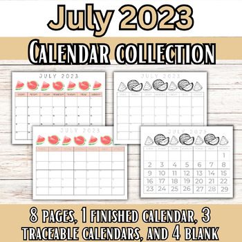 Preview of July 2023 Calendar Collection: Summer Planning for Homeschoolers for Kids