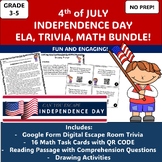 July 4 Independence Day Reading and Comp, MathQR Task Card