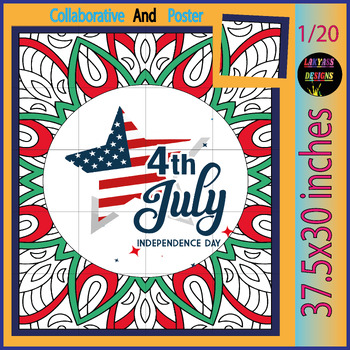 Preview of July 4th Independence Day Collaborative Poster: Coloring Pages and Activities