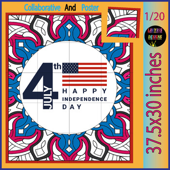 Preview of July 4th Independence Day Coloring Pages Activities Collaborative Poster