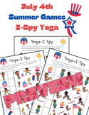 July 4th Summer Games 2024 Yoga I Spy Movement Worksheets,