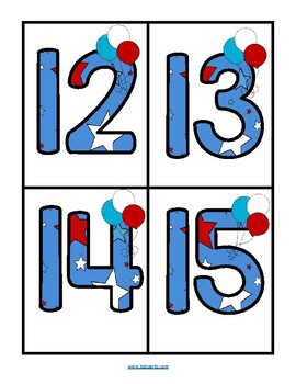 July 4th Large Flashcards Numbers 0-20 - FREE by KidSparkz | TpT