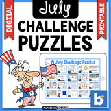 July Brain Teasers & Challenge Puzzles | Boom Cards | Digi
