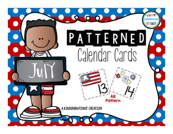 July Patterned Calendar Cards by Kinderbrations | TpT