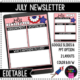 July Classroom Newsletter Template - EDITABLE - Printable 