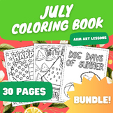 July Coloring Book Bundle - Coloring Pages - Dog Days - Ju