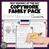 July Copywork Handwriting Practice Family Pack