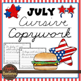 July Cursive Copywork Handwriting Practice