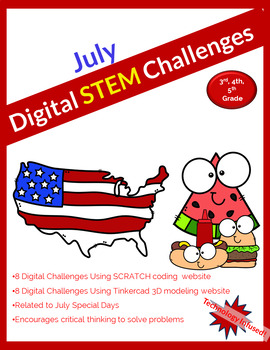 Preview of July DIGITAL STEM challenge|coding|Fourth of July|Summer Cookout