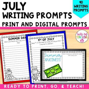 July writing prompts July writing activities Summer writing prompts