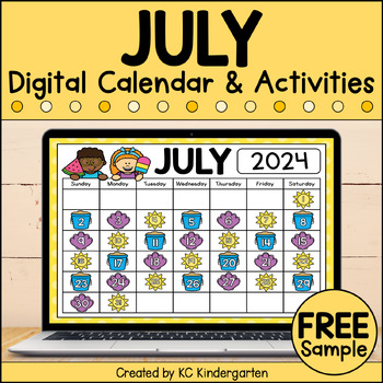Preview of July Digital Calendar Freebie