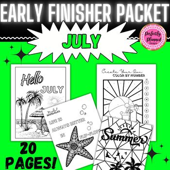 Preview of July Early/Fast Finishers | Fun Activity Packet | End of the Year | Summer