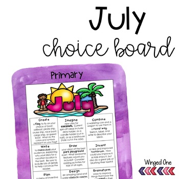 Preview of July Early Finishers Choice Board