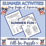 July Fill-In Crossword Puzzle for Middle and High School D