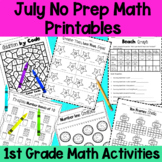 July First Grade No Prep Math Worksheet Packet + TpT EASEL