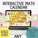 July Interactive Math Calendar | Daily Math Challenges | Google Slides™